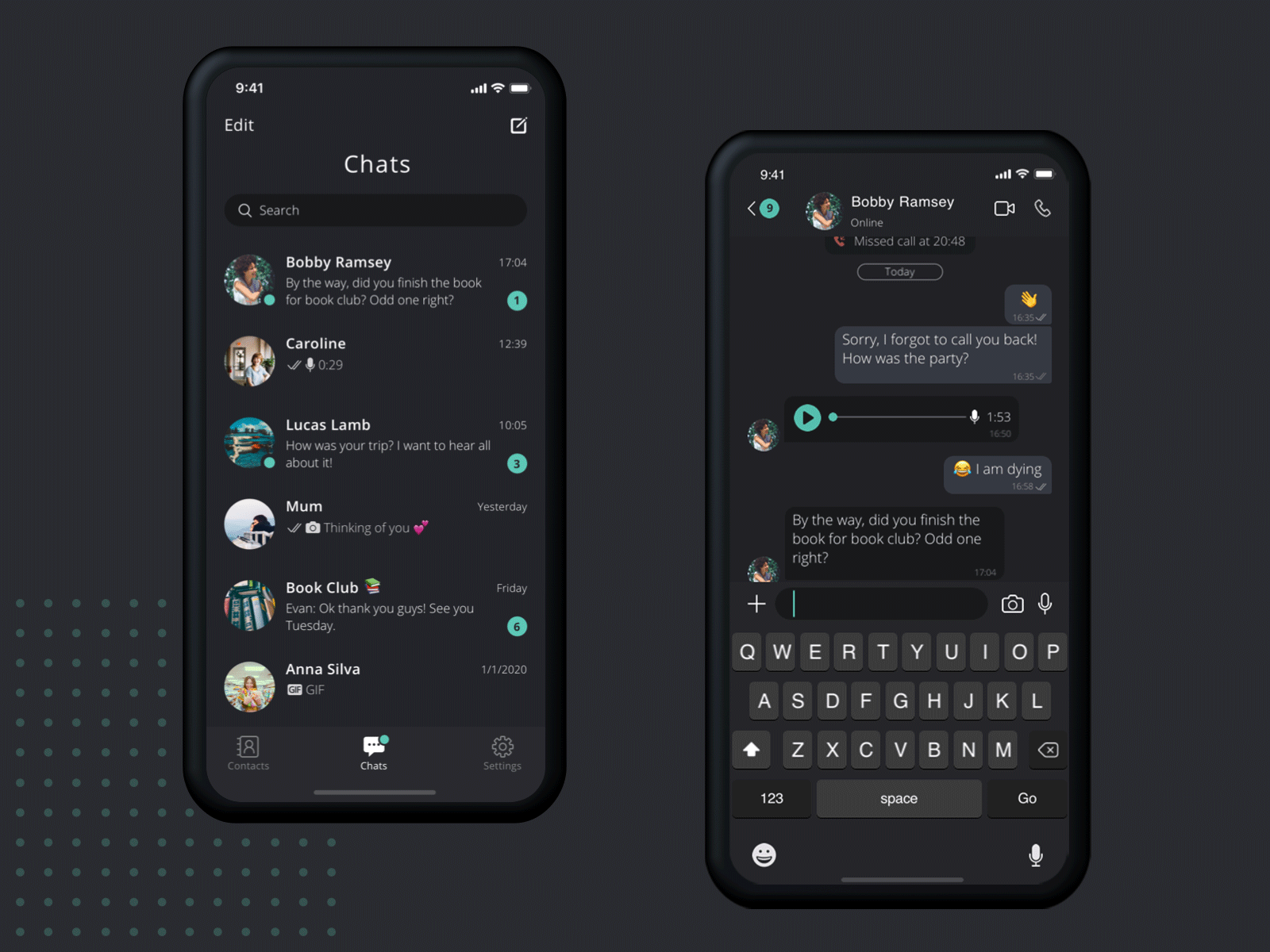 messenger app_ dark mode app chat daily ui dark mode dark ui messenger app mobile principle app sketch ui design