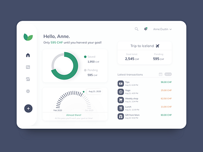 Harvest_ personal finance tracker budget dashboard ui finance interface navy responsive design saving ui ux visualization web white