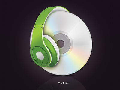 Music cd design green headphone icon music