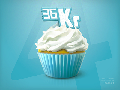 36Kr Four happy anniversary 36kr anniversary blue cake four happy icon