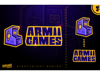 ARMII GAMES MASCOT LOGO arcade arcade game machine esport esport logo game game machine gaming logo mascot mascot logo mixer sports sports logo streamer logo twitch