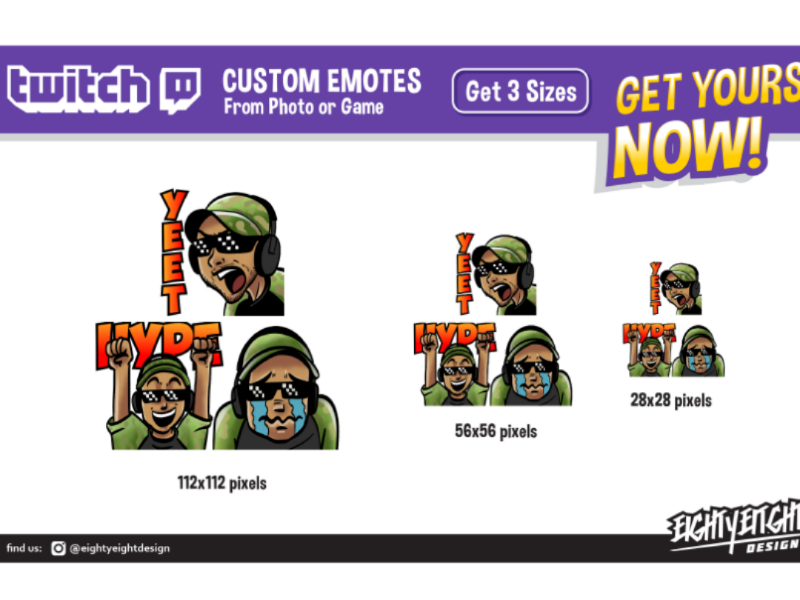 Custom Twitch Emotes for misteruzzy by Eighty Eight Design on Dribbble