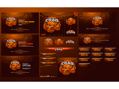 Custom Stream Twitch Overlay and Mascot Logo for Console Crab banner gfx for streamer graphics for streamer mixer overlay panel revamp stream stream overlay streaming streaming graphics streaming overlay twitch twitch overlay