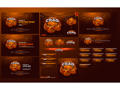 Custom Stream Twitch Overlay and Mascot Logo for Console Crab