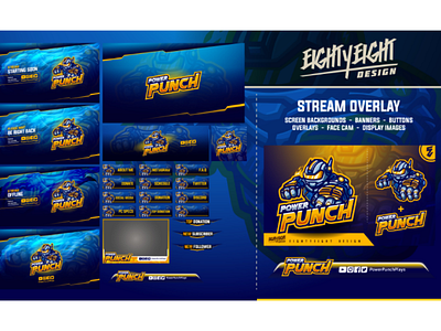 Custom Stream Twitch Overlay for Power Punch banner gfx for streamer graphics for streamer mixer overlay panel revamp stream stream overlay streaming streaming graphics streaming overlay twitch twitch overlay