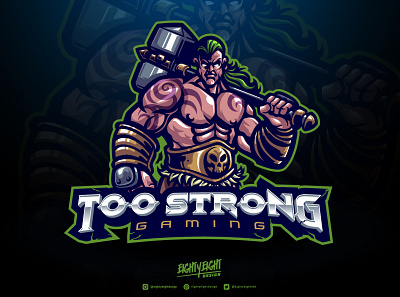 Custom Viking Mascot Logo - Too Strong Gaming barbarian design esport gaming illustration logo mascot sport streamer twitch viking