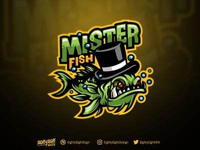 MISTER FISH esportlogo esports fish logo fish mascot gaming gaminglogo illustration mascot character mascot logo mixer streamer twitch