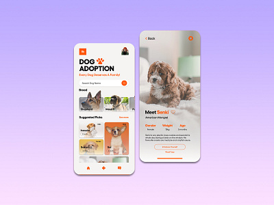 Dog adoption App branding confidence design designer portfolio dog dog adoption graphic design illustration logo pet pet adoption ui ux vector