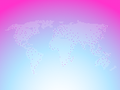 Points of Business Around the World blue gradients pink points world