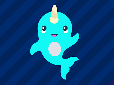 Narwhal Waves blue happy harwhal horn smile wave