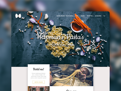 Helpman's Pasta's concept design homepage landing page pasta restaurant takeout ui ux webdesign