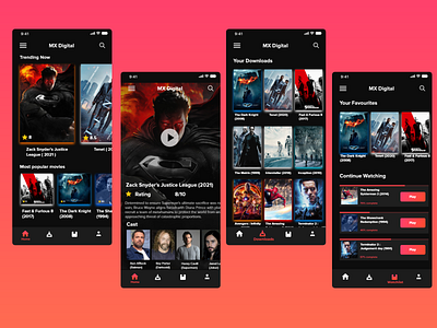 MX Digital - Movie Player app app branding design mockup ui ux vector