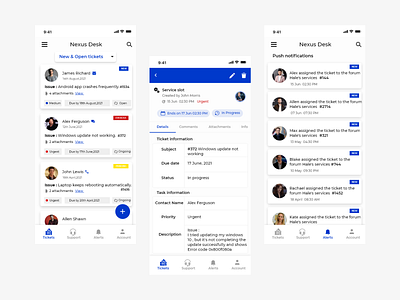 NexusDesk Ticketing App app branding design mockup ticketing troubleshoot ui ux vector
