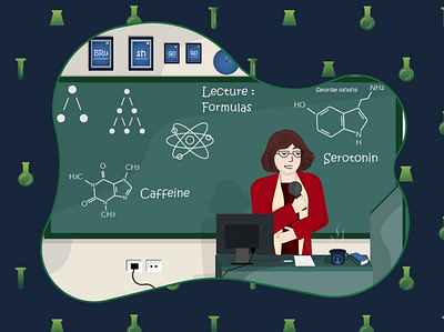 Chemistry class chemistry green lecture school study teacher university vector vector illustration woman