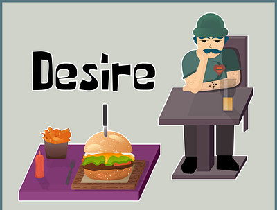 Desire batat burger desire flat guy illustration man vegan