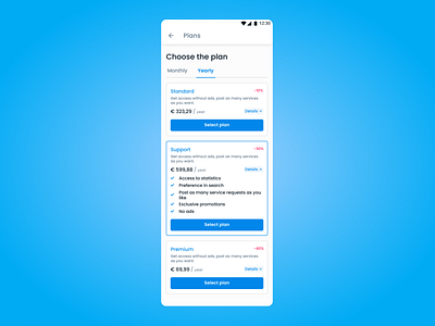 Plan Screen card cards clean cleandesign creative design mobile pay payment plan plans pricing simple subscription ui upgrade ux webdesign