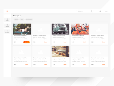 Marketplace task page animation app dashboard design minimal ui ux web website