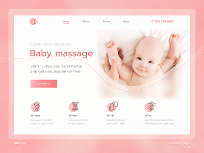 Daily UI 003 - Landing page 003 baby baby massage babypink daily ui daily ui 003 dailyui dailyuichallenge landing landing page massage