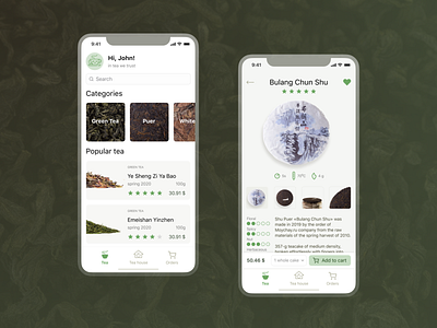 Tea online store cards designsystem mobile app online shop online store products puer tea ui uidesign ux