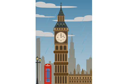 London big ben british building design england illustration lamppost london rain red resident uk