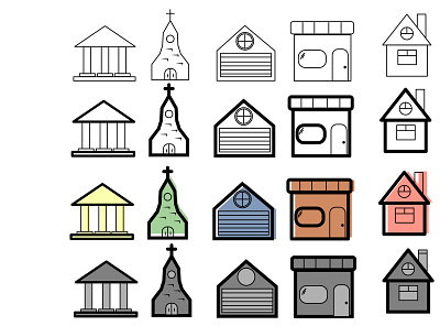 a set of icons with architecture adobe illustrator architecture icons monochrome set set of icons vector vector art
