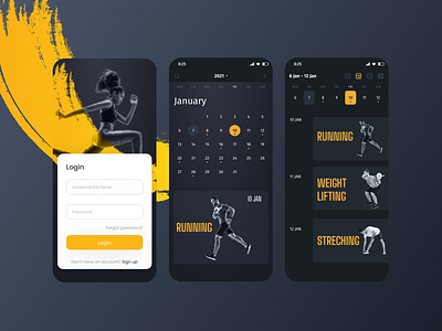 Gym Schedule App app design exercise exercise app fitness fitness app gym gym app login ui ux