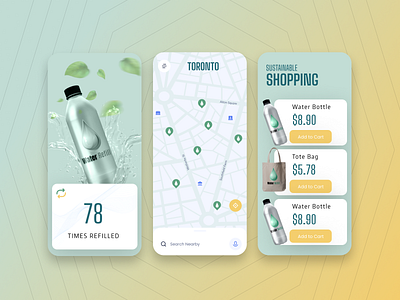 Water Refill App aqua app mobile app ui design uiux design water app water refill water refill app