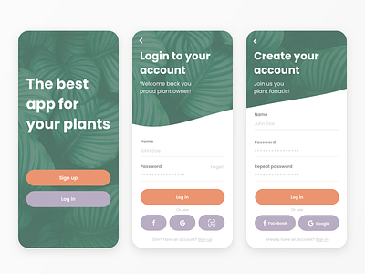 Plant app login by Ilja on Dribbble