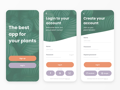 Plant app login app appdesign dailyui design mobile plant signup ui ux