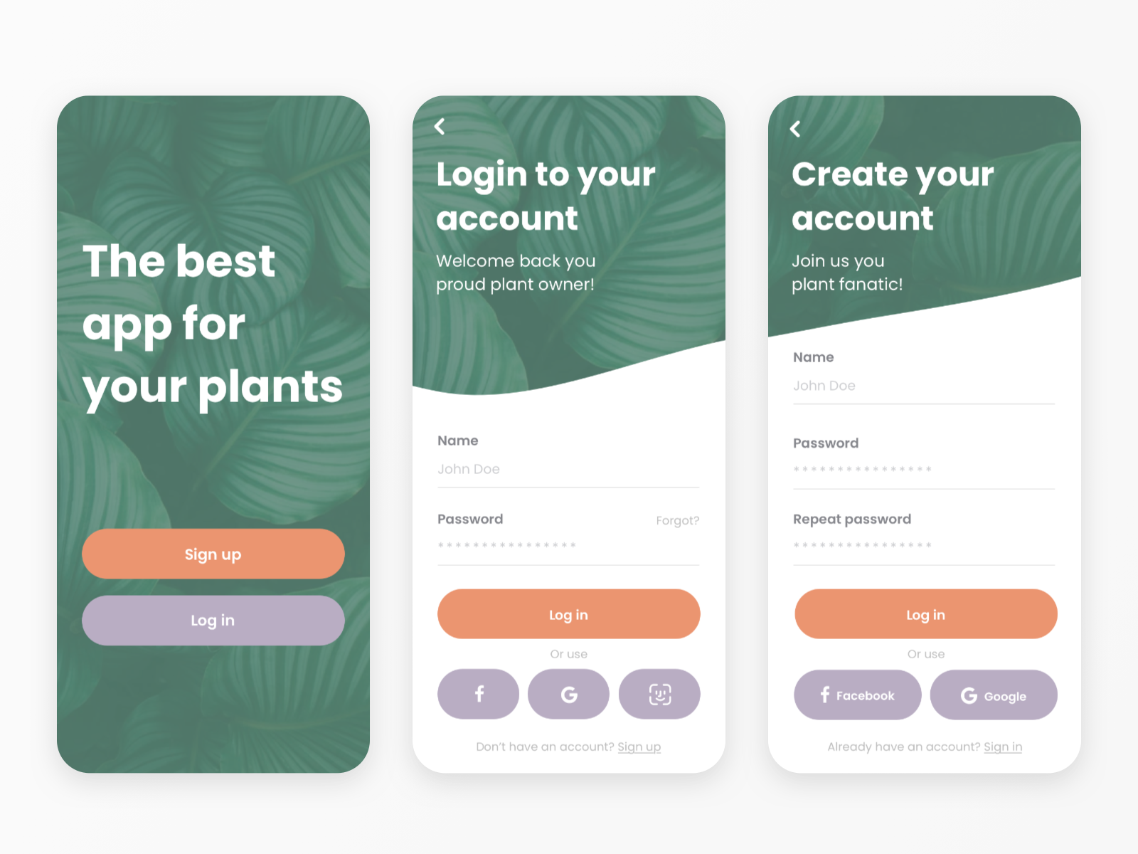 App login. Sign up Design.