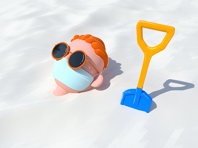 Hot summer : on the beach 😷 3d art 3dillustration 3dmodel design digital art graphic illustration