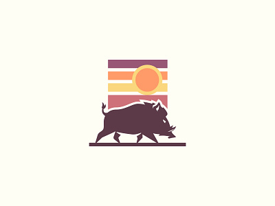 Beautiful Boar boar color icon jungle logo mascot mascotlogo sunrise sunset wild wild boar