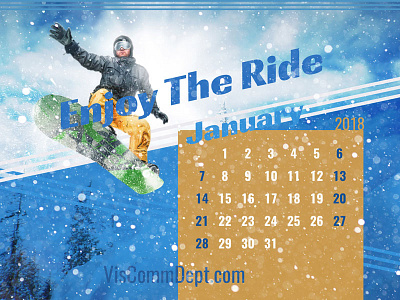 January 2018 Desktop Calendar calendar desktop enjoy january ride snowboard wallpaper