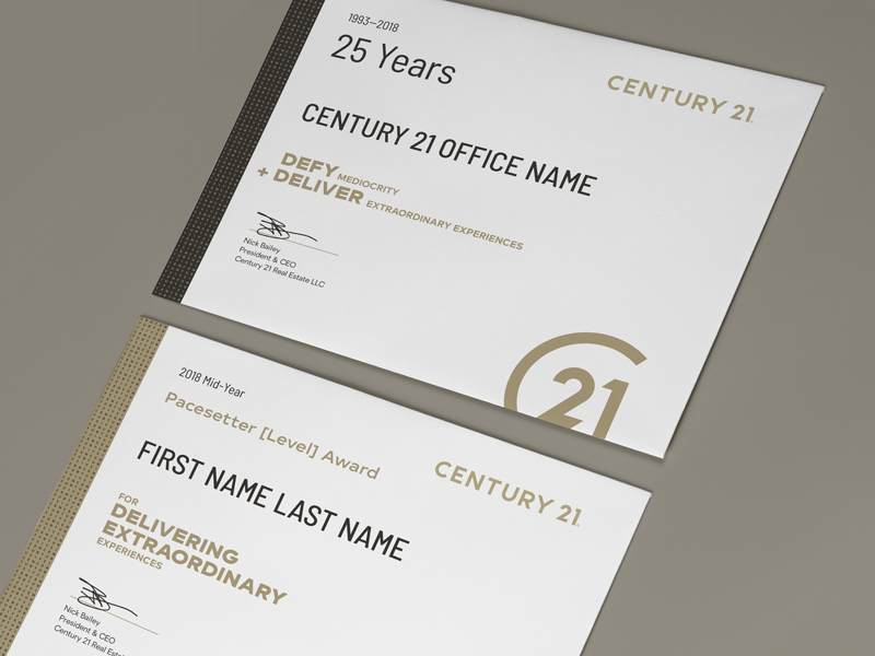 Century 21 Award Certificate Templates by Paul Shryock on Dribbble