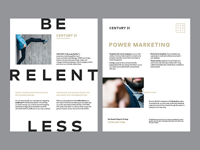 'Be Relentless' Business Builder flyer - Work in progress century 21 flyer graphic design layout marketing power print real estate relentless