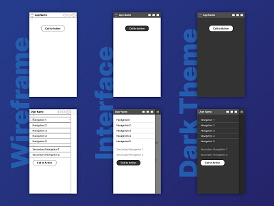 Wireframe, interface, and dark theme