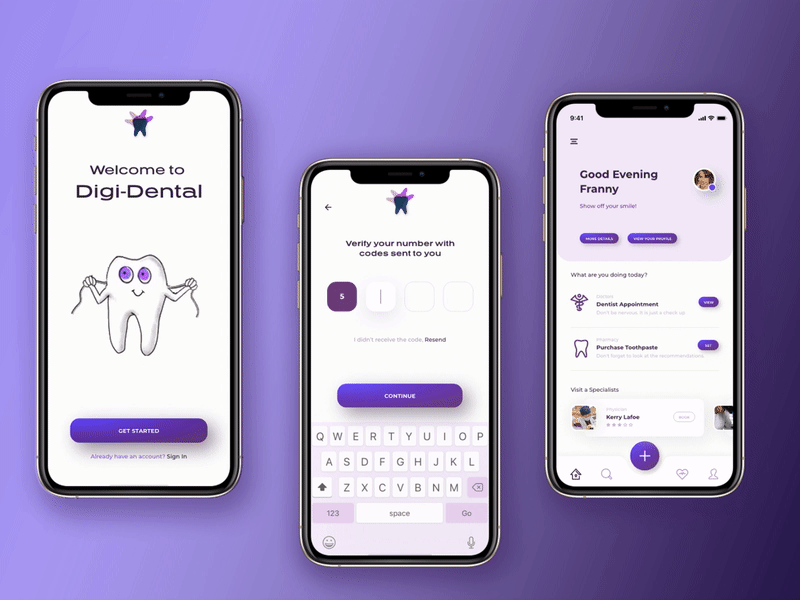 Digi-Dental adobe xd dentist app design figma illustration ui ux