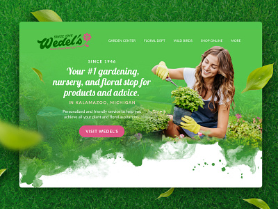 Wedel's - Banner design florist garden graphic green illustration ui web website