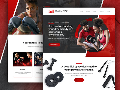 Gainzzz Homepage black design gym illustration illustrator red ui web website workout