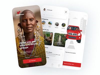 Tour app -Vacationeer african app branding design mobile screens tour travel ui ux