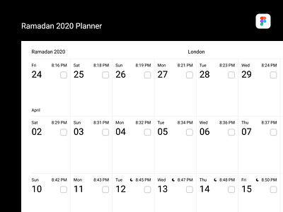 Ramadan 2020 Planner black and white calendar figma minimal planner ramadan ramadan2020 simple