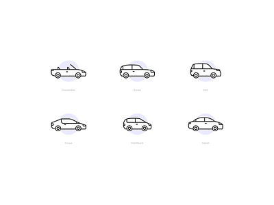 Car icons car convertible coupe estate hatchback icon icon set saloon sedan suv