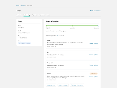 Tenant info card info layout page tenant ui user interface