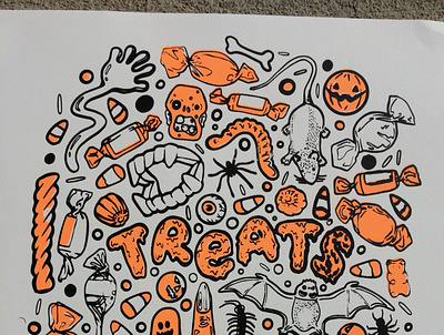 Halloween treats screenprint design animal art artwork design illustration lino linocut screenprinting tshirts