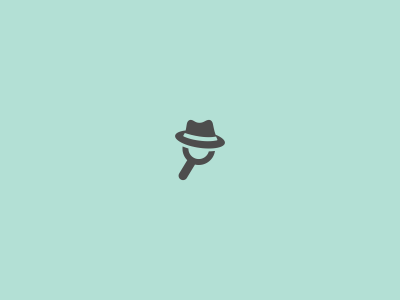 Spy hat incon magnifier mark minimalist logo search glass spy logo undercover