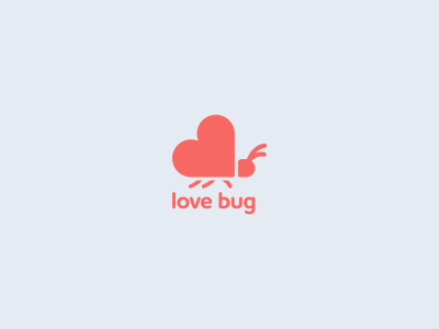 Love Bug bug creative logo fly happy heart love monochrome red simple