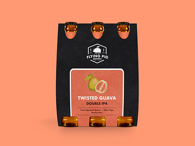 Flying Pig Brewery’s Twisted Guava Packaging Design beer branding brewery craft beer graphic design guava icon ipa logo logo design packaging pink