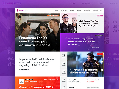 Musizzz - Music Webzine layout gradient graphic design grid masonry ui user interface ux web