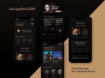 Classical Music App, for Designflows Contest app app design classical music contest designflows graphic design mobile mobile ui pattern ui user interface