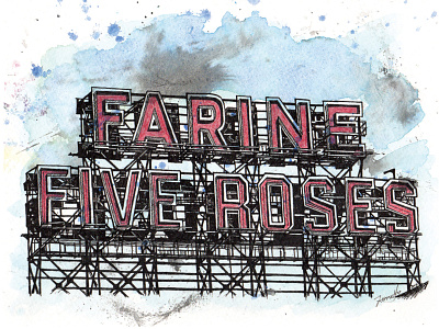 Farine Five Roses Illustration for Society6 artist design farinefiveroses fart illustration ink drawing montreal penandink society6 watercolor painting watercolour